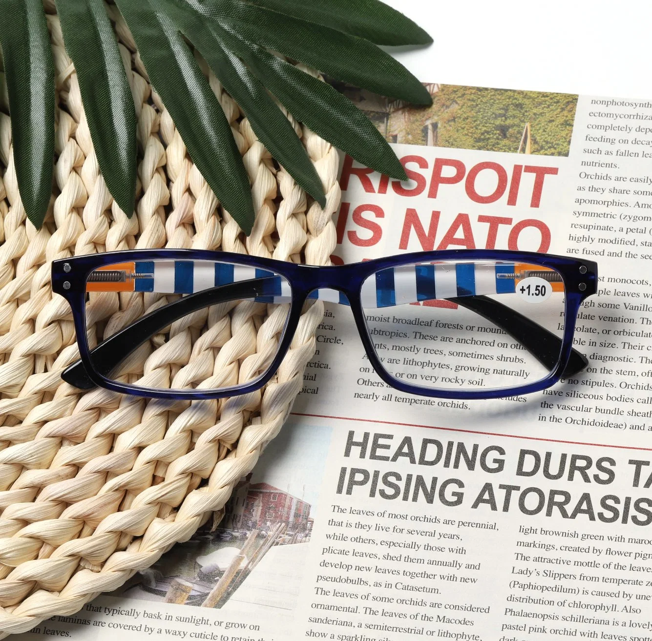 Classic Men Unique Blue Pinstripes Design Temple Blue Shield Reading Glasses