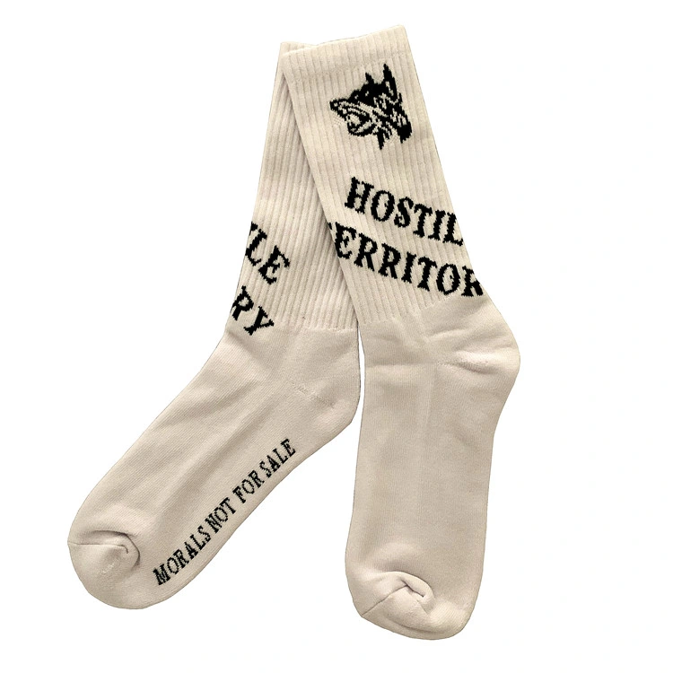 Wholesale Customized Design Logo Hip Hop Sports 100% Cotton Man Socks