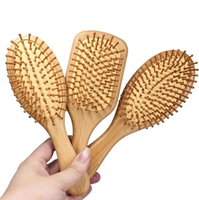 Custom Logo Natural Bamboo Phoebe Air Cushion Hair Care Bristles Brush Comb