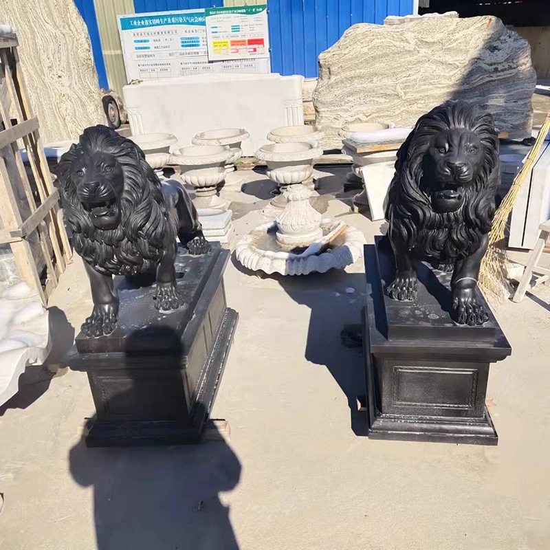 Декор сада Уличные натуральные камни Африканский Вилдlife Скульптура Гранит Мраморные статуи древних львов