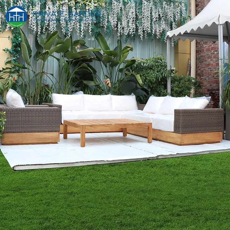 Wooden Sofa Set Home Garden Hotel Luxury Outdoor Rattan Patio Villa Leisure Chair Furniture