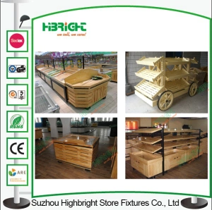 Supermercado de madera de metal Frutas y hortalizas Display Rack