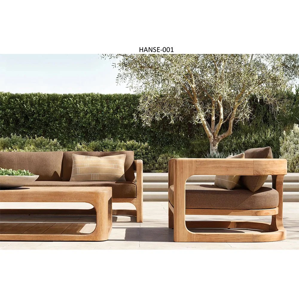 Wholesale/Supplier Customize Teak Wood Furniture with Cushions Sofa Set Patio Hotel Sectional Bed Outdoor Sofa