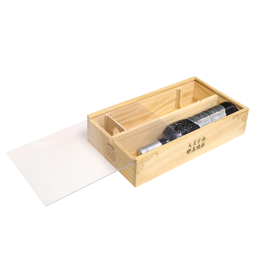 Clear Sliding Lid Wine Box Packaging Wine Bottle Box