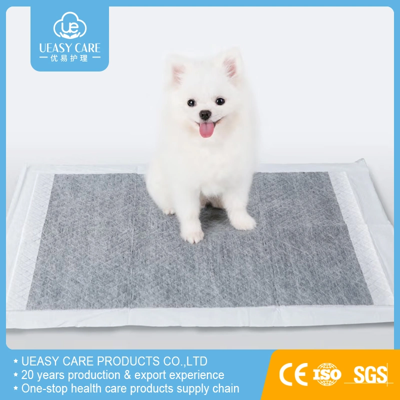 Revêtement de sol en PET biodégradable au charbon de bambou Déodoré et anti-odeurs fixé au sol Tapis pour chiens avec rubans tapis pour chien PEE tapis pour femmes Tapis pour chats et chiens PET sous-coussin