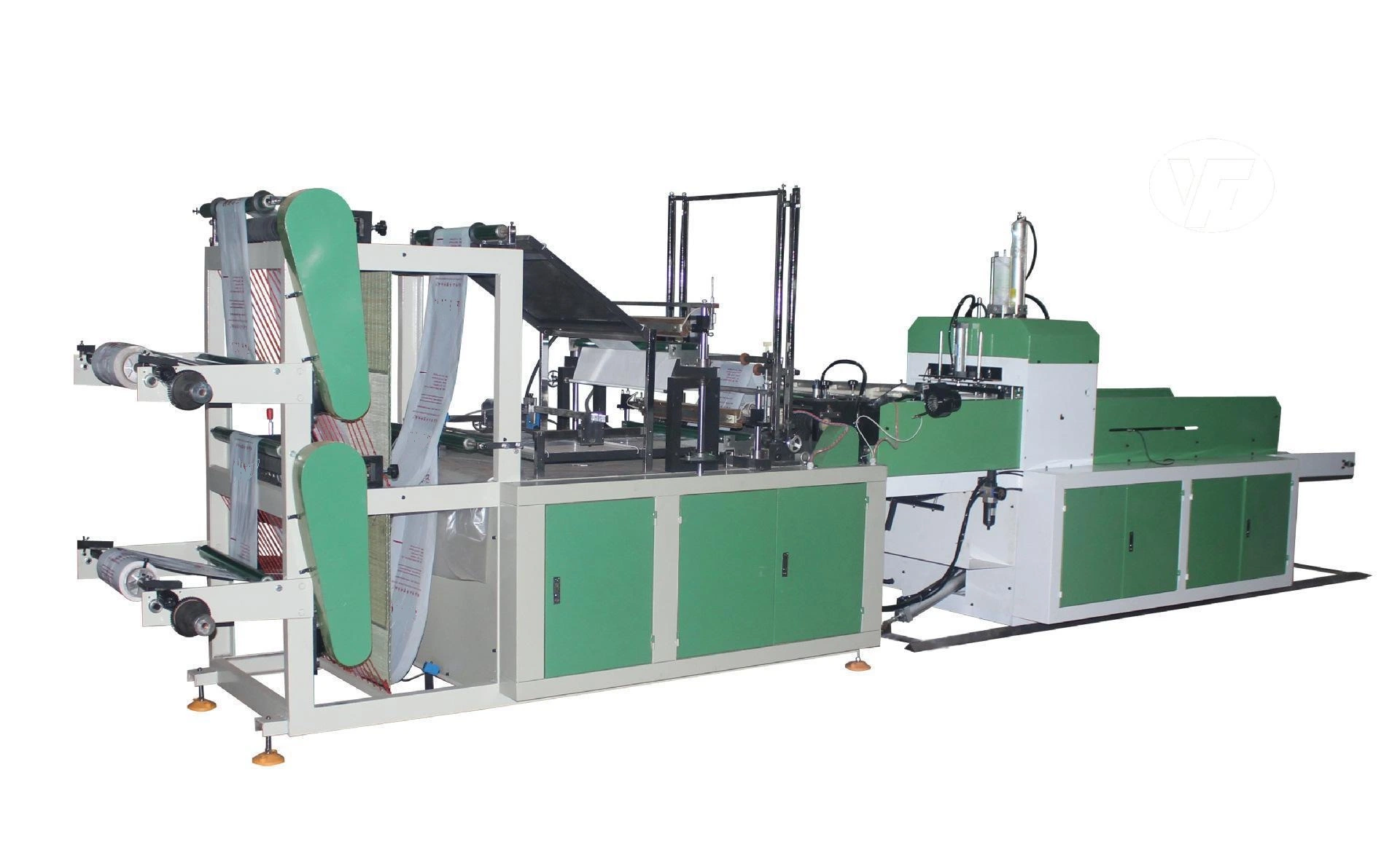 Professional Manufacturer High quality/High cost performance  Double Lines Automatic Rolling on Bag Making Machine for Flat Bags in Supermarket