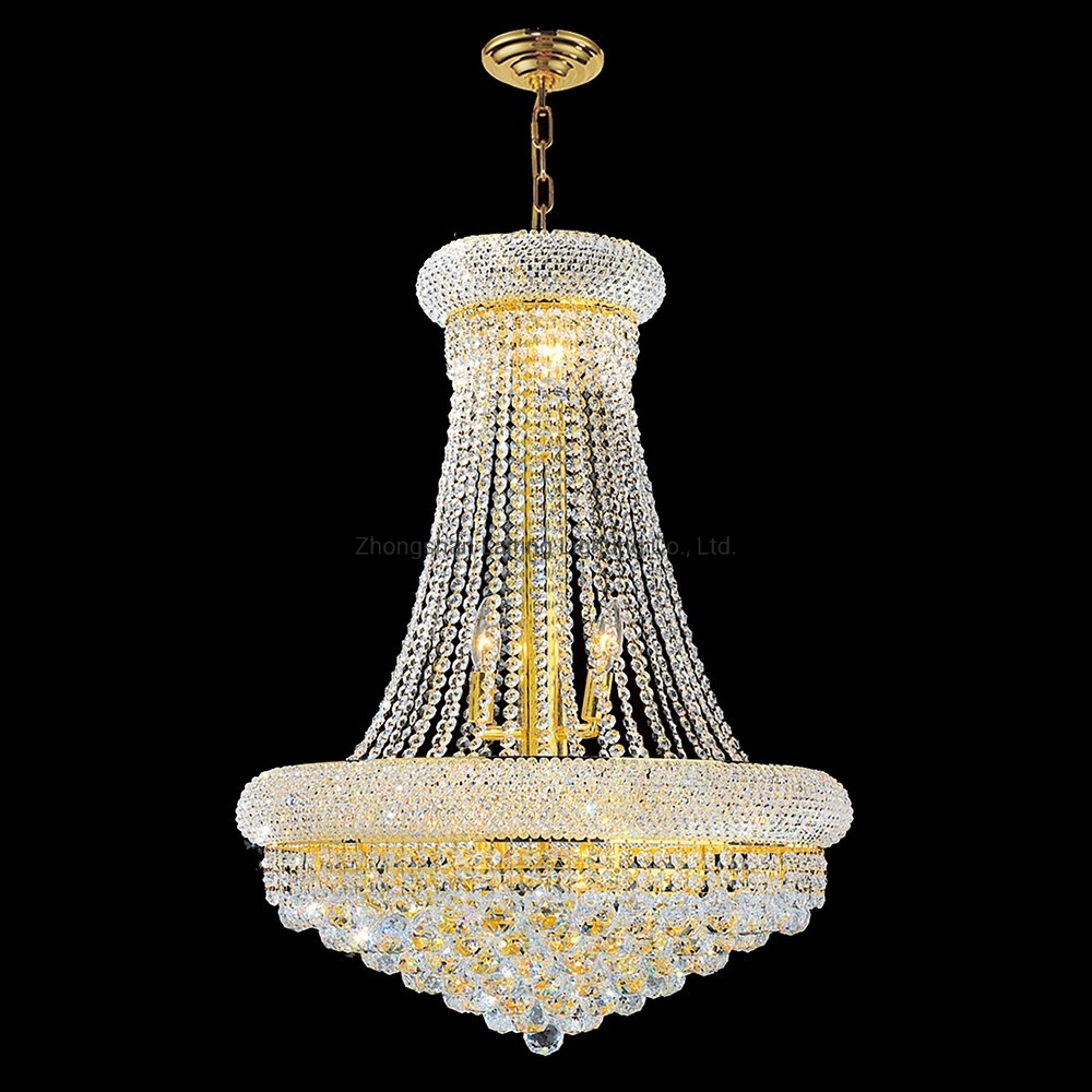 Zhongshan Laiting Lighting Vente en gros de lustre en cristal doré de luxe traditionnel.