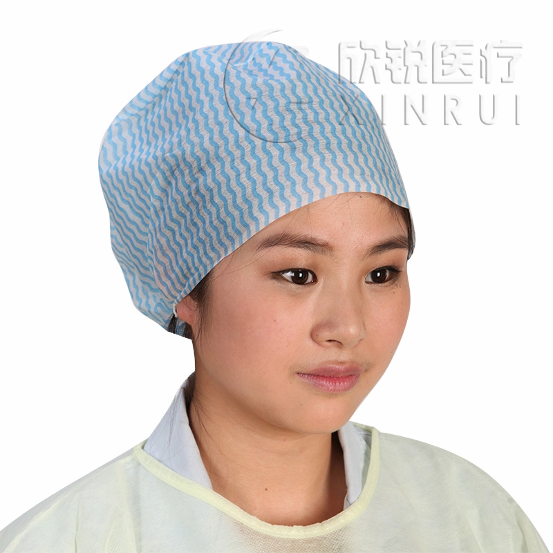 Non-Woven descartáveis Médico Cap/Cirurgião Cap/Tampa cirúrgica com padrão de faixa de 24 polegadas