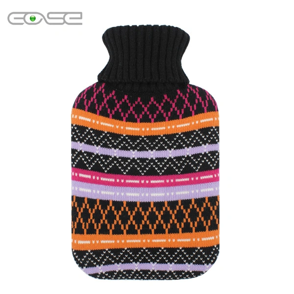 OEM High quality/High cost performance 2L Rubber BS Hot Water Bag with Customized Knitting Cover for Pain Relief