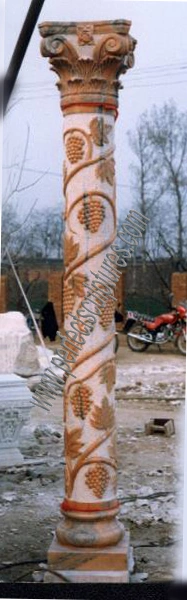 Customized Garden Home Wedding Decoration Roman Stone Pillars Marble Carving Columns with Carved Flower Grape Design (QCM198)