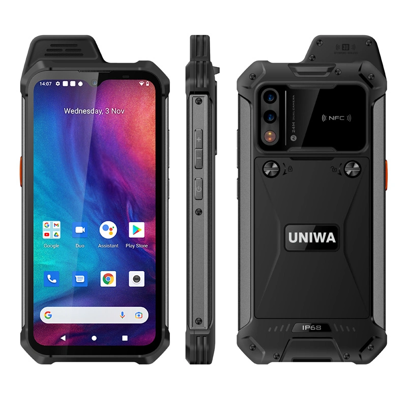 Android 11 octa Core 128GB 4G IP68 Resistente NFC teléfono con base de carga de huellas dactilares de 5000mAh Batería grande y el teléfono Uniwa W888