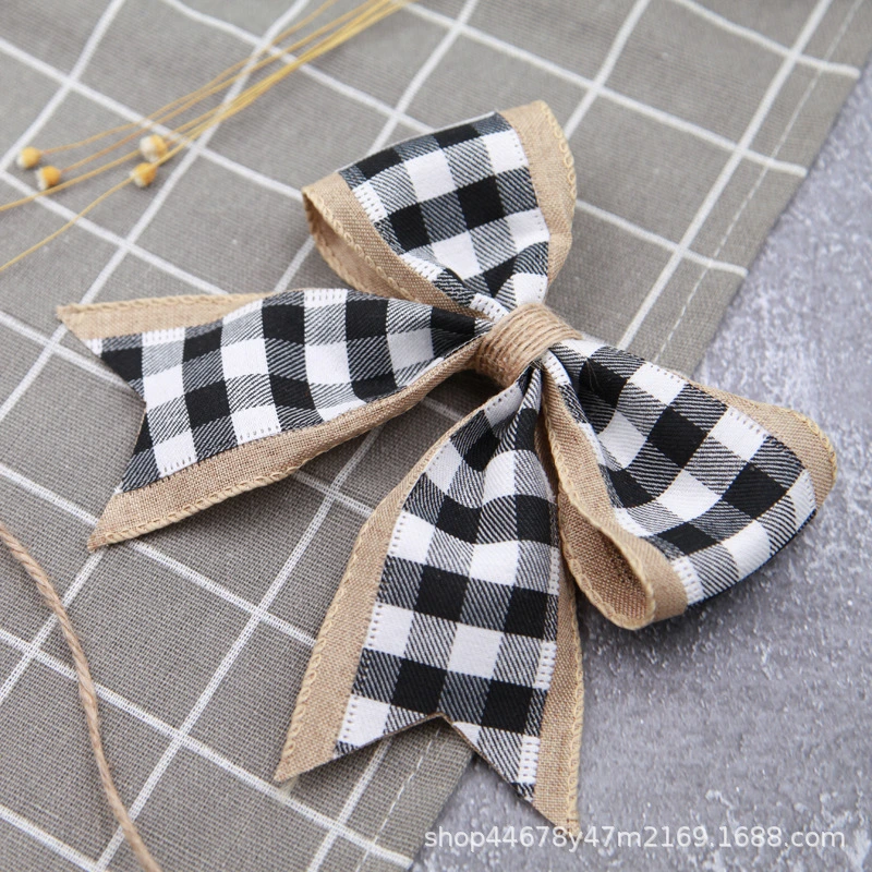 Christmas Buffalo Plaid Bow Flax Checkered Ribbon Bow