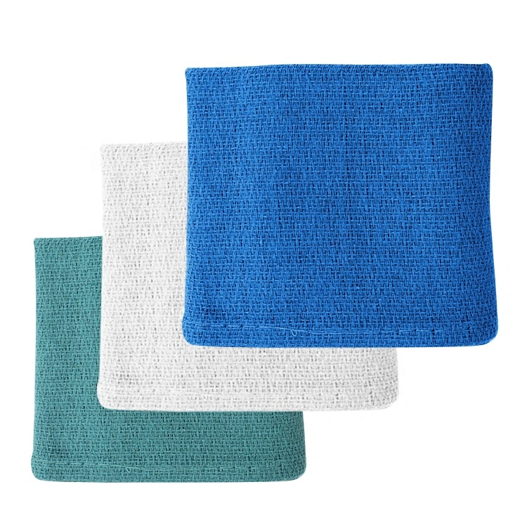 100% Green Blue Medical Disposable O. R Cloth Face Towel Cotton Plain for Hospital Square