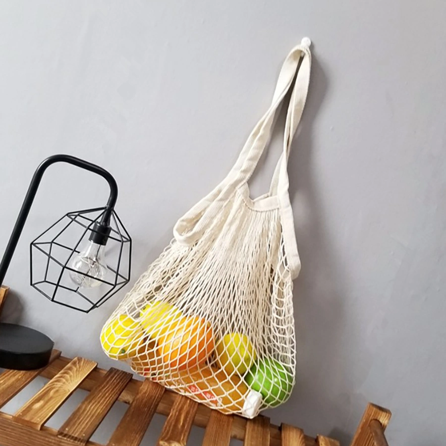 Sacos de malha de supermercado, Net String Algodão sacos de compras, reutilizáveis sacola de mercado de malha, de algodão Sacola de Compras Líquidas com cabos longos, portátil e laváveis e de frutas