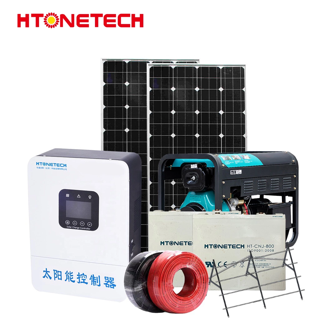 Htonetech off Grid Solar System Complete Set China 5000W 45025W 400W Monocrystalline Solar Panels Industrial 3 Kw Diesel Generator Solar Energy Hybrid