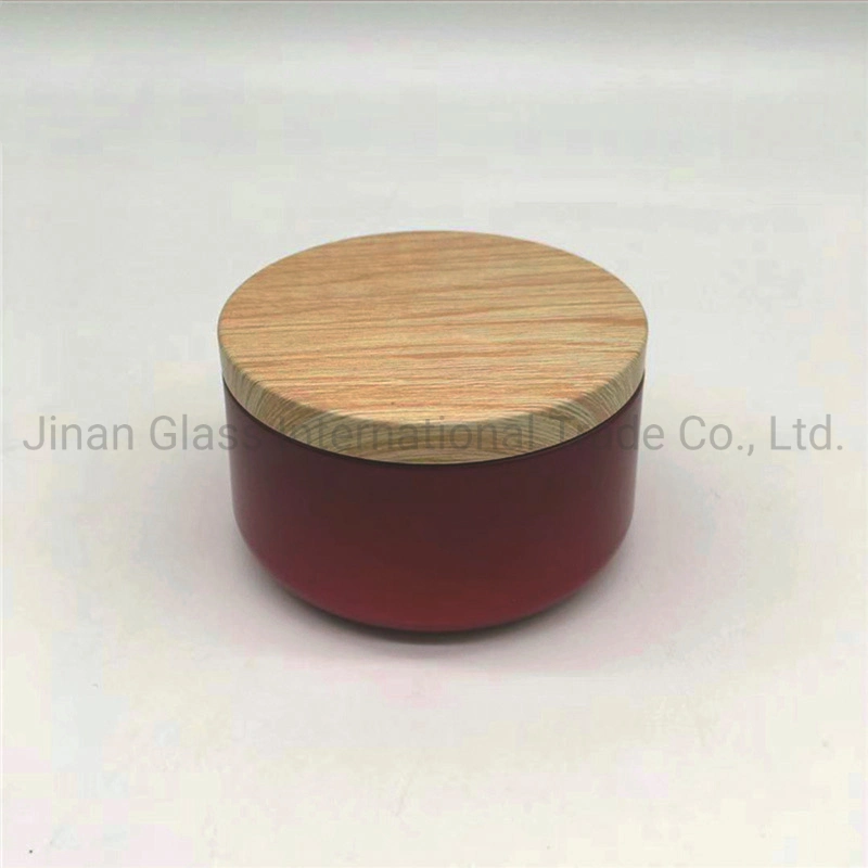 Wood Grain Covered Wax Can 8oz Aromatic Soybean Candle Can Jewelry Packaging Iron Box Toy Packaging Iron Box