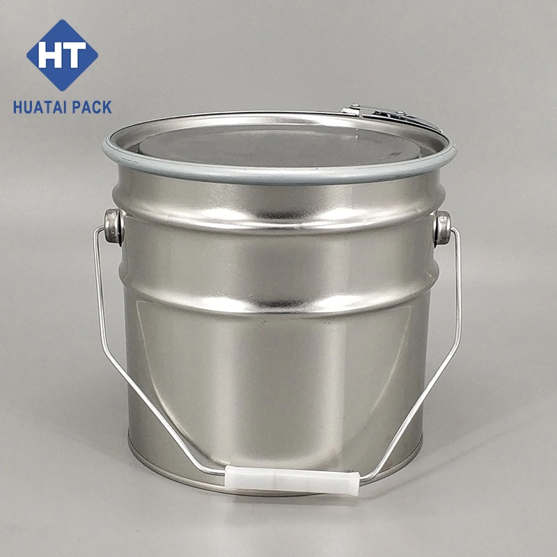 10L Custom Logo Paint Tinplate Barrel Bucket with Ring Lock for Coating