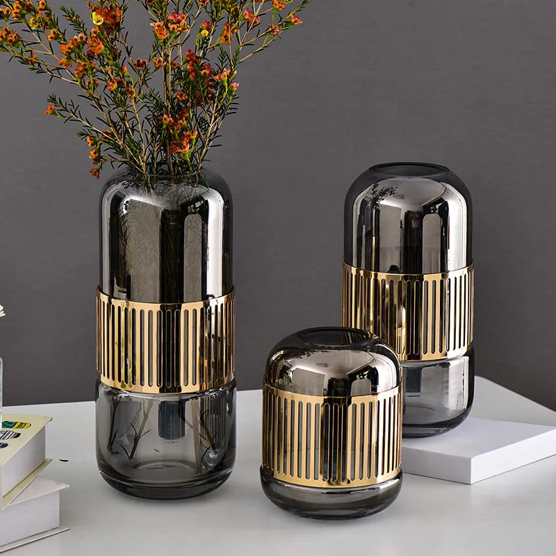 Moderne Nordische Geschenk Licht Luxus-Stil Galvanisierung Home Dekor Glas Vase