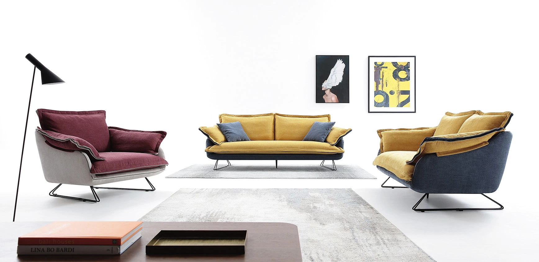1+2+3 moderno sofá de cuero tejido simple Ocio sillones para Living y muebles Home