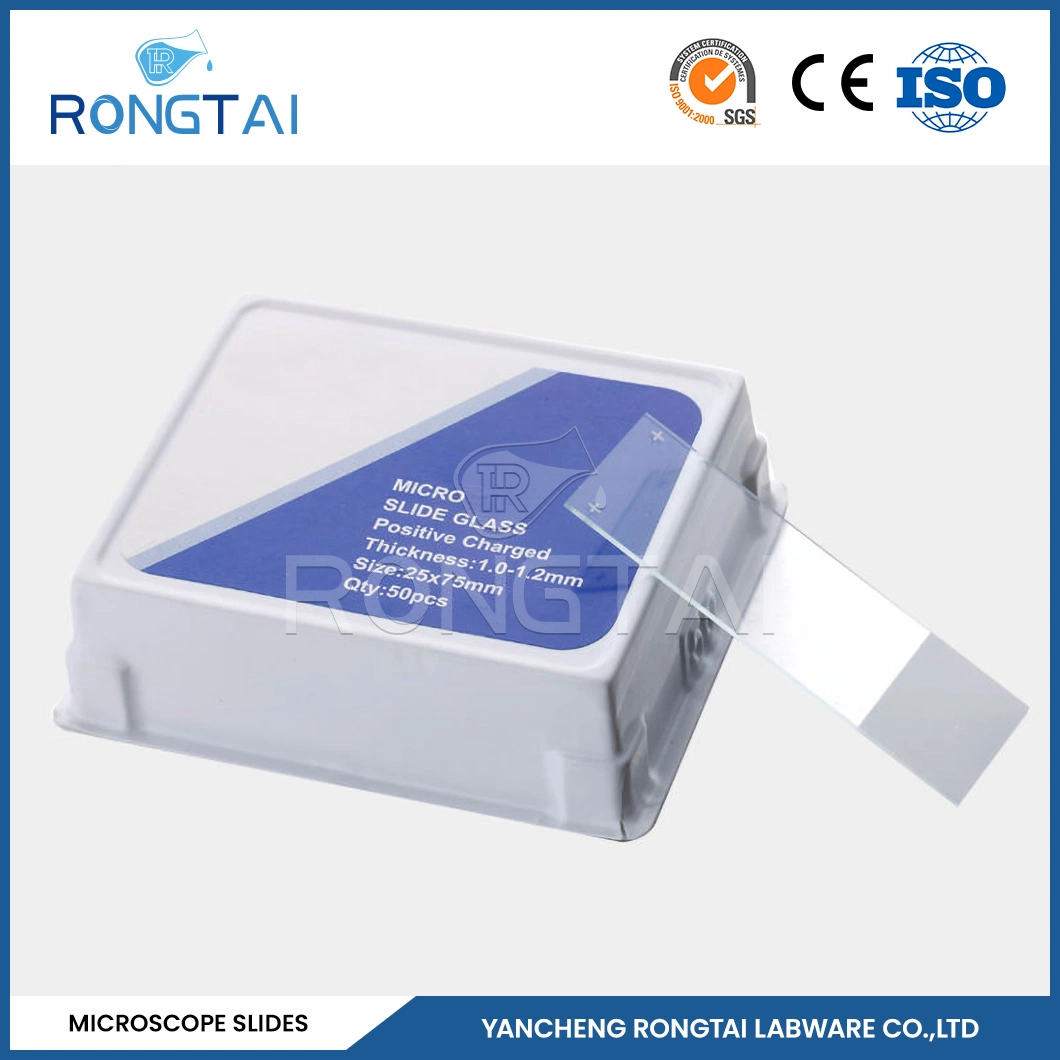 Rongtai Clear Microscope Slide fabricantes Patologia Glass Slides China 7101 7102 7105 7107 7109 lâminas de microscópio, de plástico