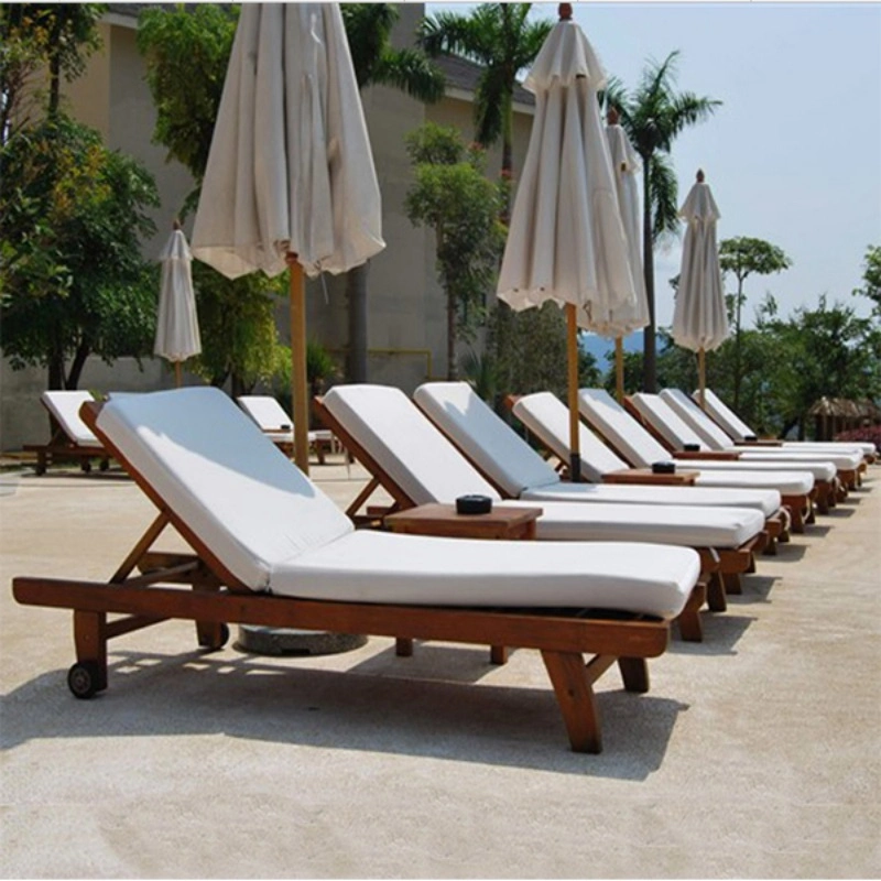 Luxury Outdoor Indoor Wooden Frame Lounger Chairs de madera Jardín tumbonas Tumbona de madera de teca