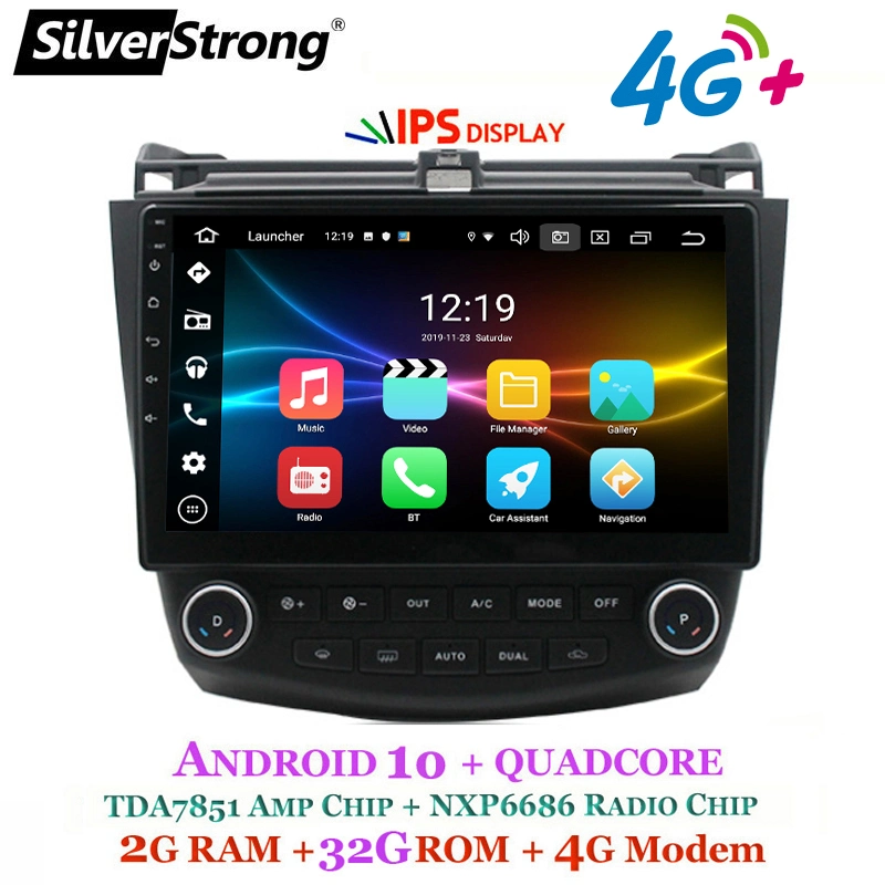 Silverstrong Android estéreo Radio para coche Multimidia 10 pulgadas Reproductor de pantalla GPS Navi para Honda Accord 7 2003 2004 2005 2006 2007 Juego de carreados