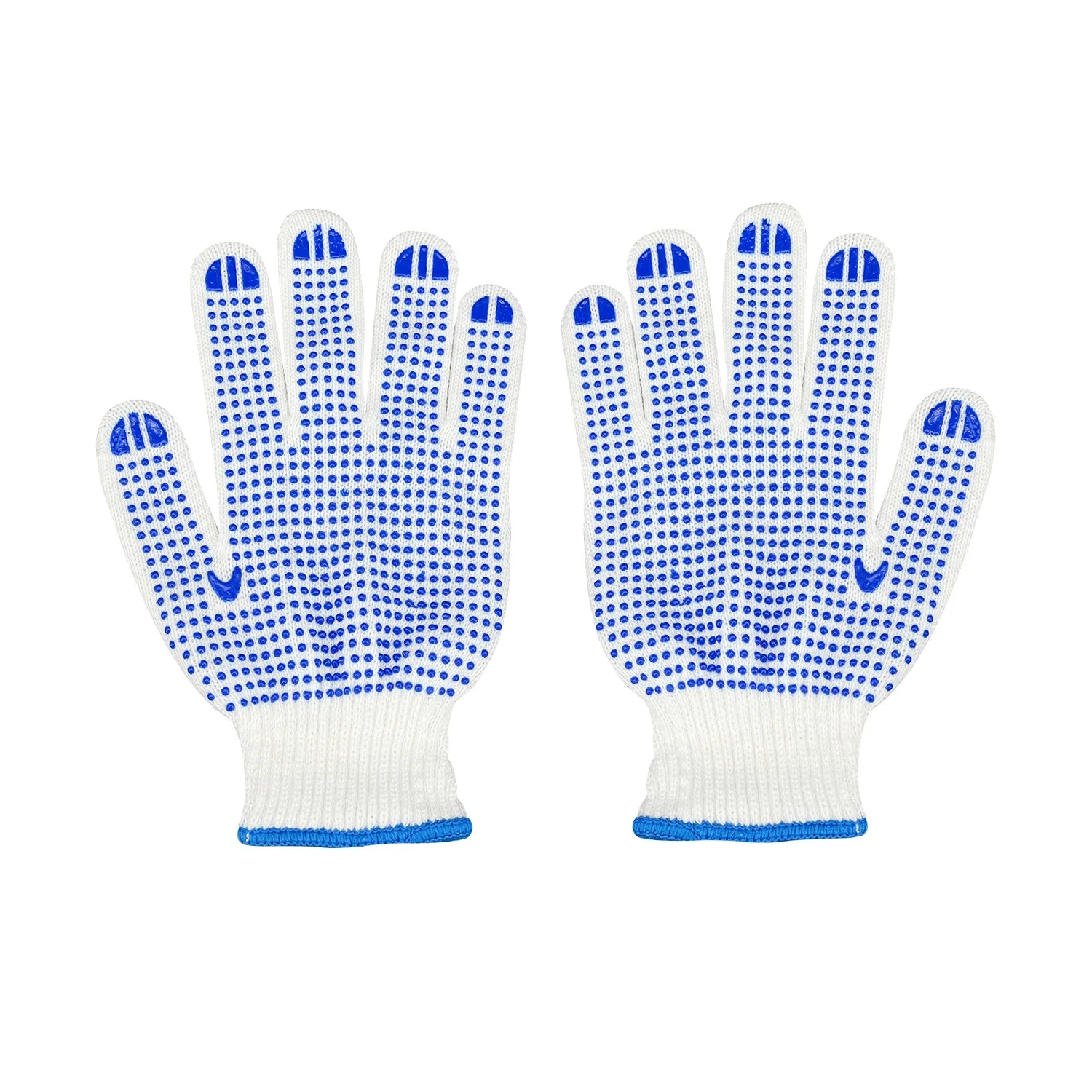 Vente chaude de coton tricot chaîne latérale unique transparente en PVC Gants Dots