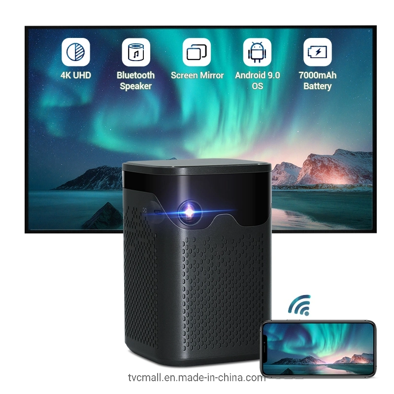 D063 480p Type-C Screenless TV Touch Android Home Theater Portable Mini Projector for Tablet, Bluetooth Speaker, Cell Phone, USB Driver - UK Plug