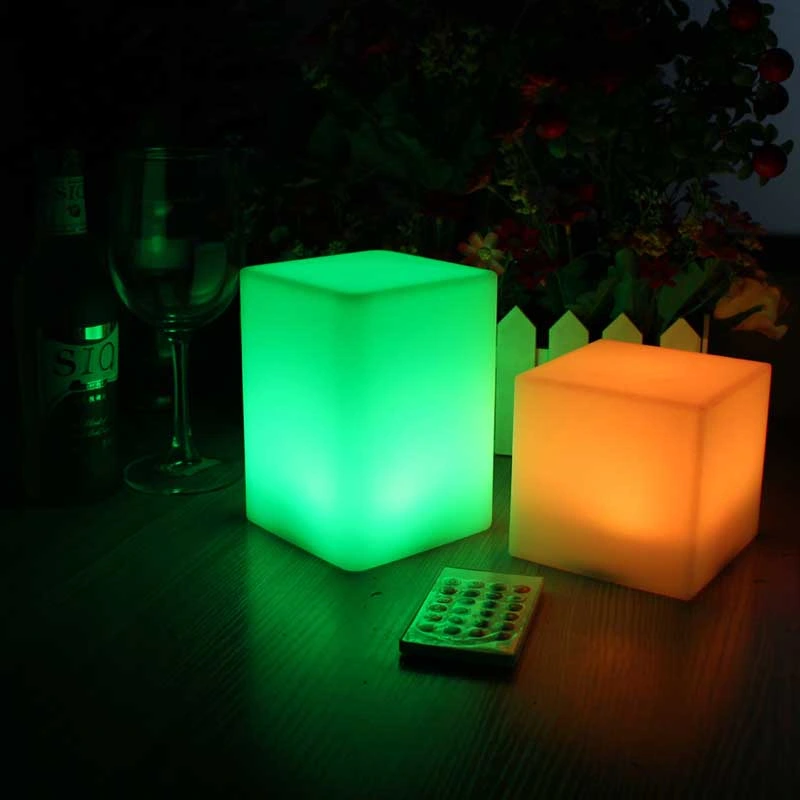 LED Home Lighting System Bar Furniture Plastic Small Cube LED Table Bedside Lamp with Battery