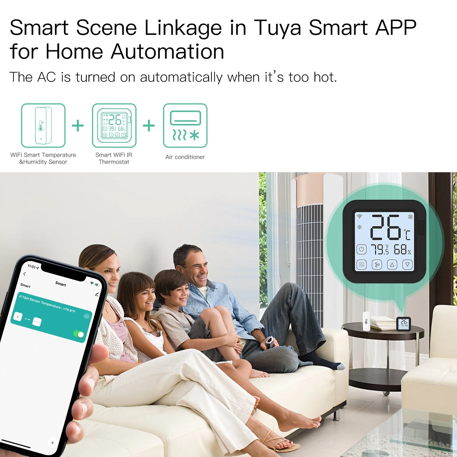 SLS WiFi Tuya Smart Home Temperatur- und Feuchtigkeitssensor Mini Form