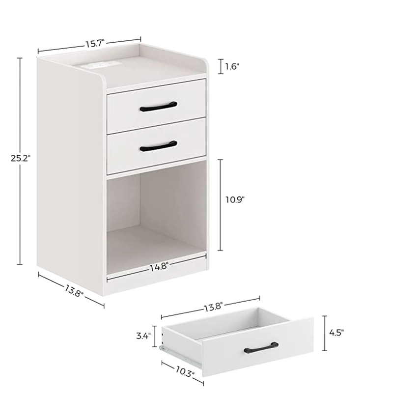 Home Furniture Modern Customization Storage Bedroom Furniture Melamine Bedside Table Nightstand with Charging Station