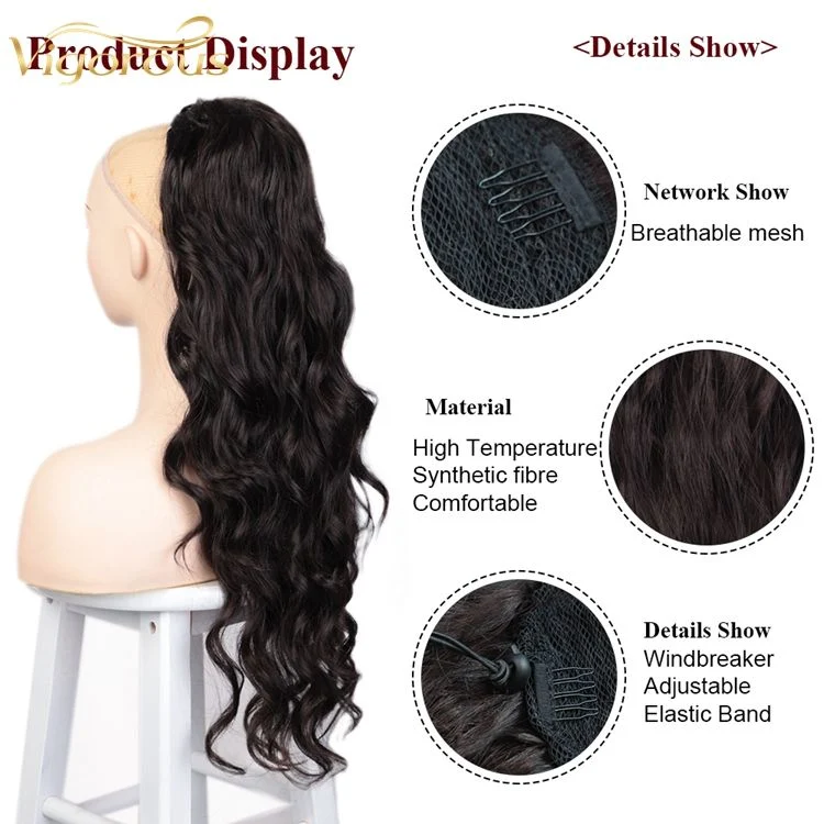 Wholesale/Supplier Cheapest Drawstring Curly Women Clip Elastic Hair Ties Ponytail Extensions