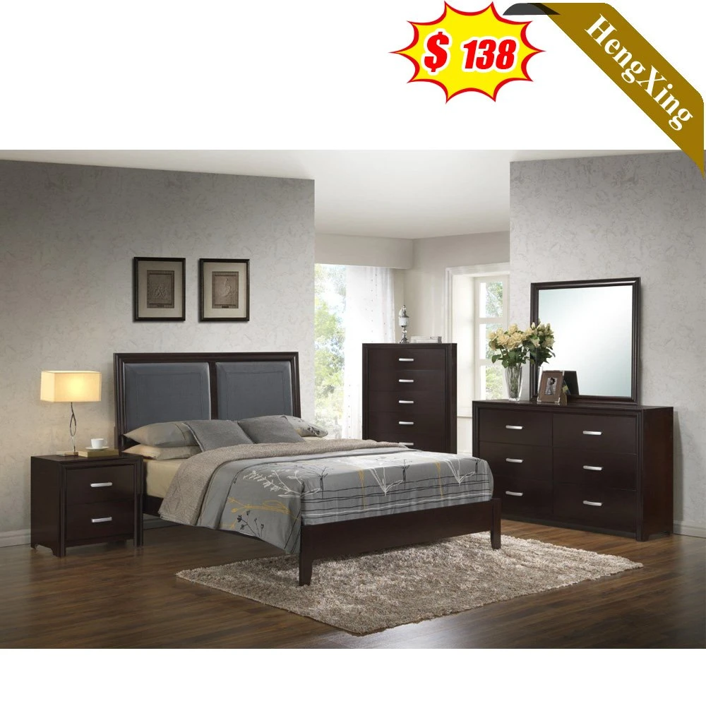 Foshan Factory ISO 9001 Approved Modern Hotel Home Bedroom Furniture Wooden Bed