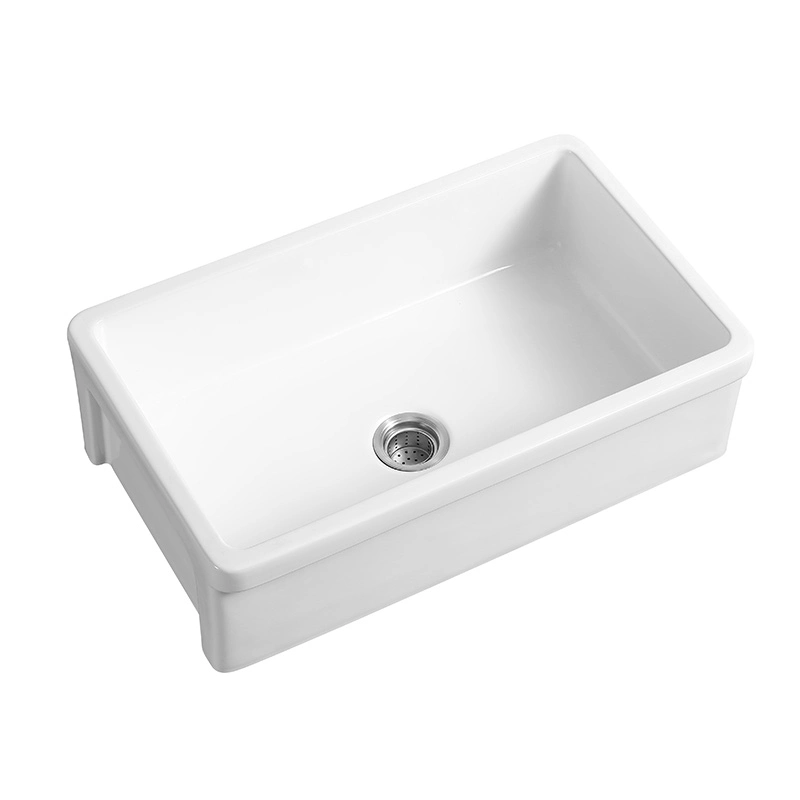 New Single Ceramic Bowl Porcelain Kitchen Design Farmhouse Apron Front Sink Bathroom Basin