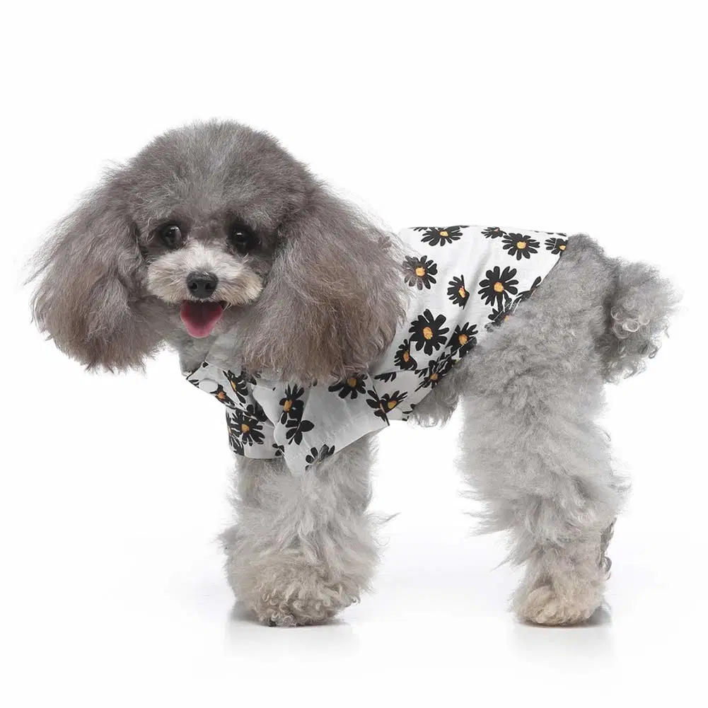 Hanyang Fashionable Custom Pattern Dog Clothes Summer Vacation Hawaii Beach Pet Daisy Flower Shirt