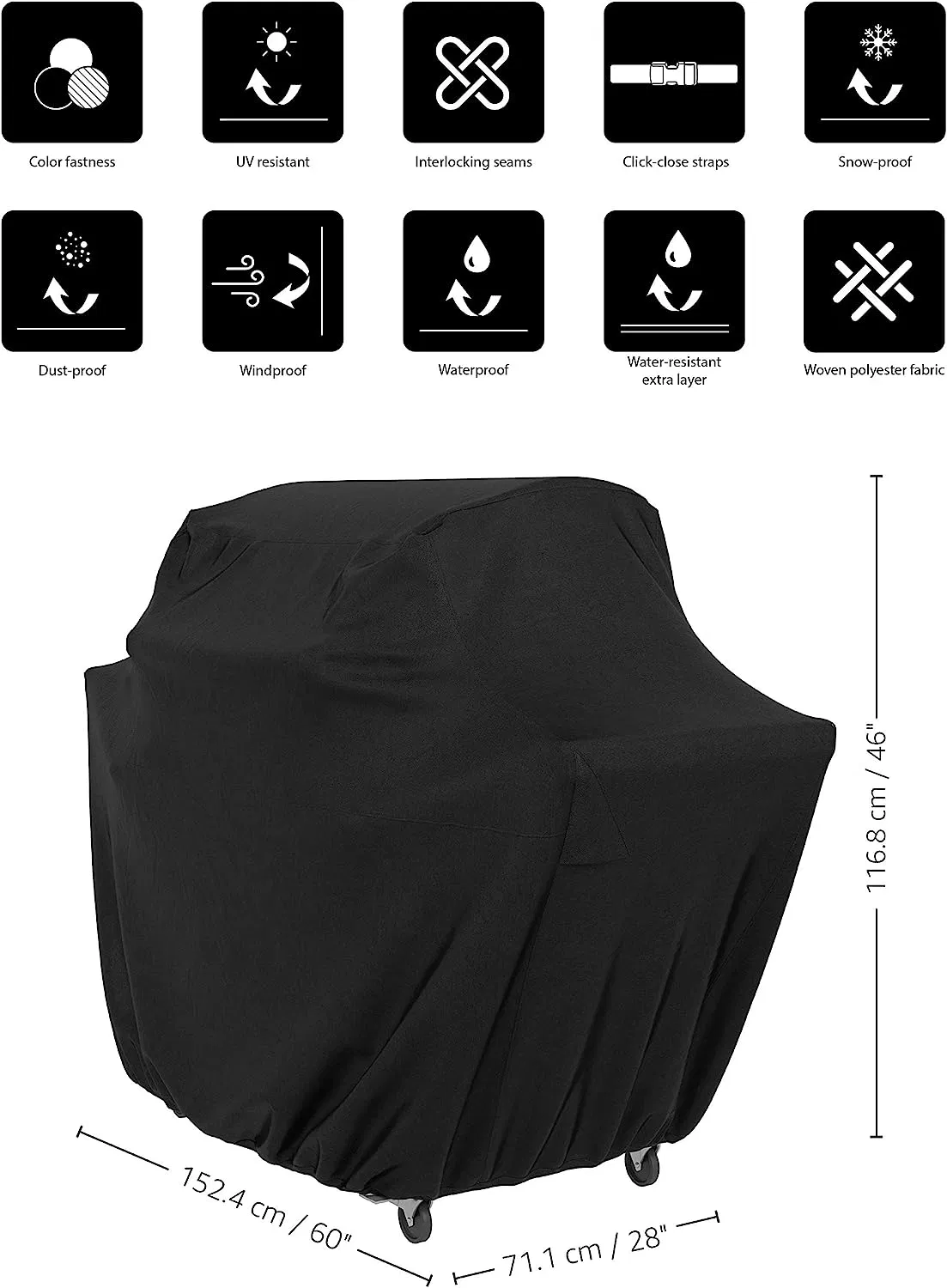 Basics Gas Grill Barbecue 60 Inch Black Accessories Cover