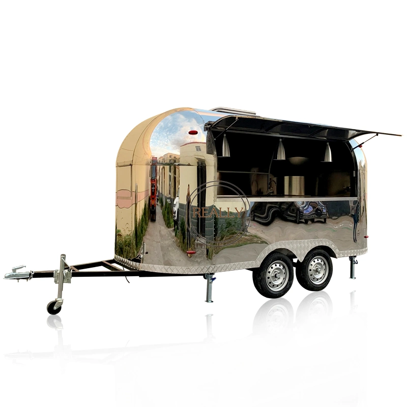 4m Mobile Fast Food Trailer USA Customized Hot Dog Vending Cart Stainless Steel Food Truck Outdoor Food Kiosk for Sale