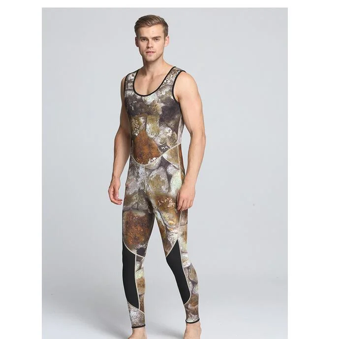 5mm High-Elastic Camo Neoprene Spearfishing Wetsuit with Hoodie