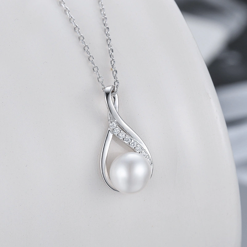 S925 ensemble de bijoux en perles d'eau douce en forme de goutte d'argent