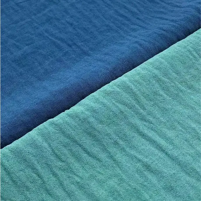 Solid Color Plain Crinkle Plain Dyed Woven Cey Fabric for Dress Shirt