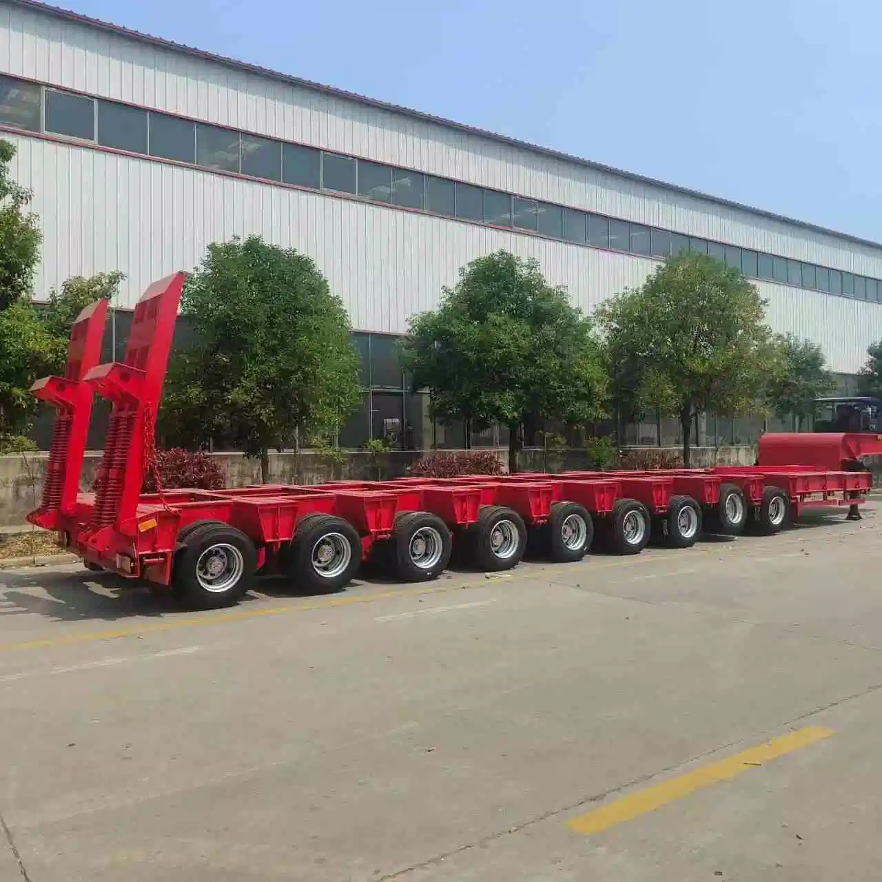 60ton 80ton 100ton Heavy Duty Low Flatbed Semi Trailer Large Cargo Transport Trailer Bridge Dedicated Vehicle