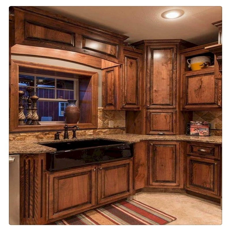 خزانة مطبخ الخشب الصلب عالية الجودة مع لمسة نهائية على اللوحة الكلاسيكية المطبخ كيوبورب