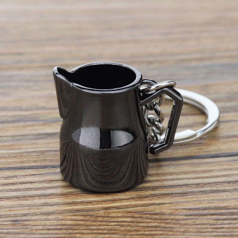 Großhandel Custom Logo 3D Blank Simulation Mini Kaffee Schlüsselkette Moka Topf Löffel Cup Utensil Charm Geschenk Legierung Metall Schlüsselanhänger