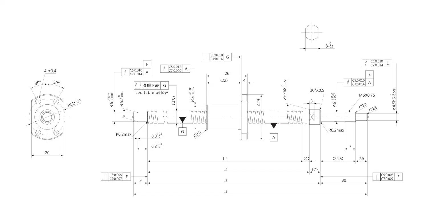 Kgg 8mm Diameter Cold Rolling Ball Screw for Linear Actuators (GT Series, Lead: 2.5mm, Shaft: 8mm)