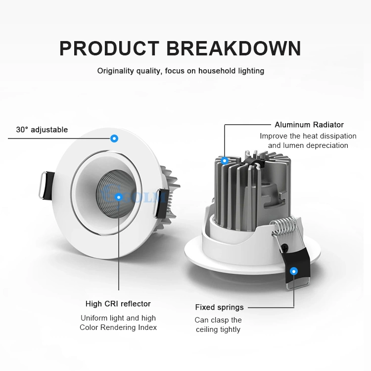 High Power Downlight 25W Adjustable Interior Lighting Embedded LED Spot Down Light