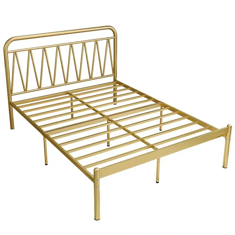 European Simple Wrought Iron Rental Hotel Budget Double Iron Frame Bed