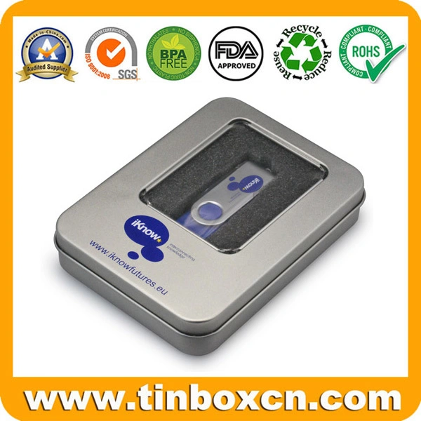 Metal Window Tin Box with Sponge for USB Flash Drive