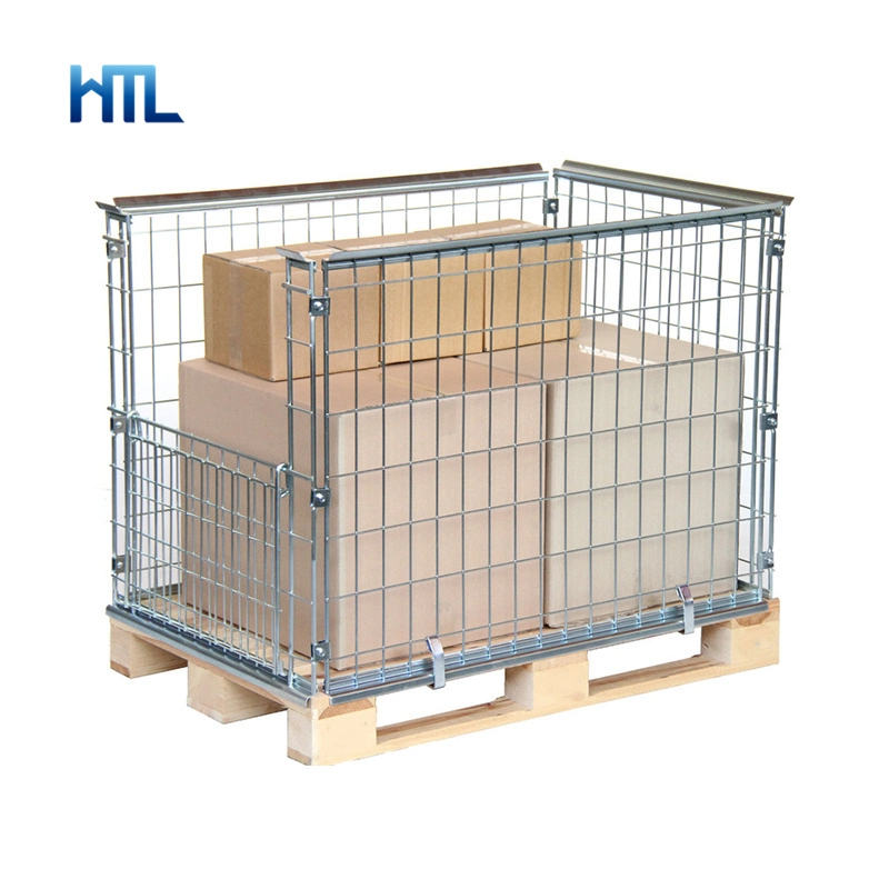 Stackable Collapsible Folding Storage Metal Steel Wire Mesh Pallet Cage for Sale