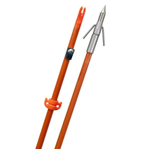 Orange Bow Fishing Arrows Hunting Fish Arrow with Fishing Broadhead Point and Slide Block & Stop Block Without Fletch for Compound Bow, Recurve Bow and Crossbow