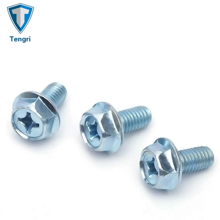 Blue White Galvanized Grade 4.8 8.8 Cross Recessed Hex Head Flange Type Bolt